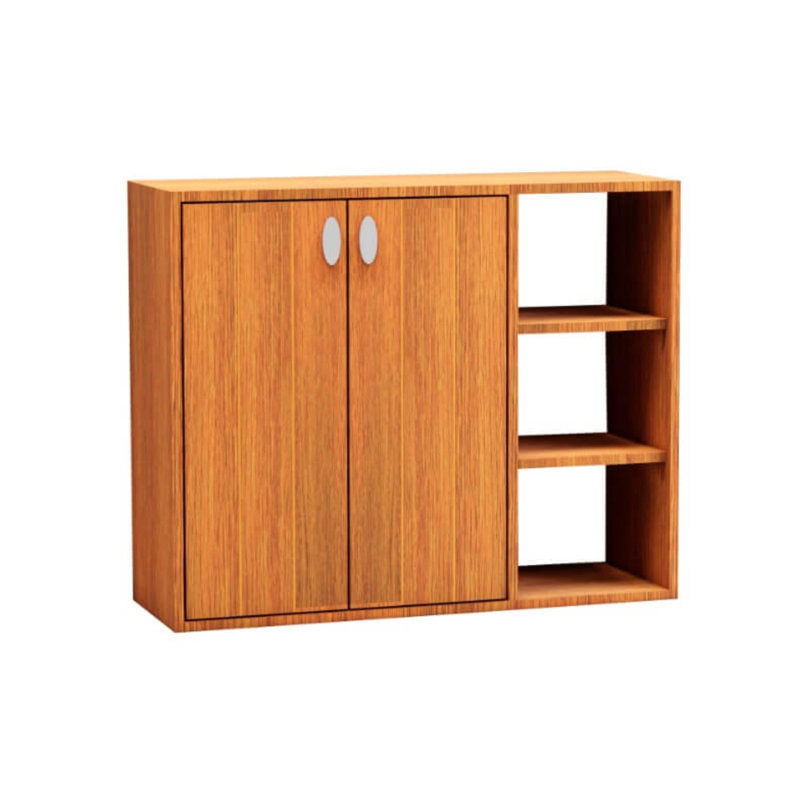 3-Tier Wooden Shoe Storage Organizer with Doors & 3-Level Adjustable Open Shelves, Natural
