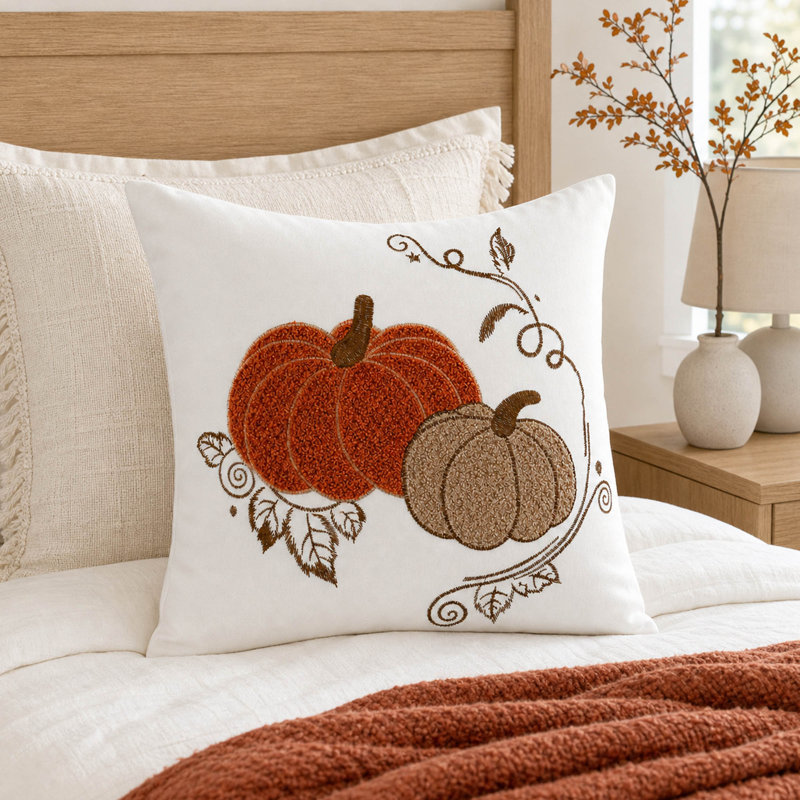 Ensemble de 2 coussins décoratifs en coton Pumpkin