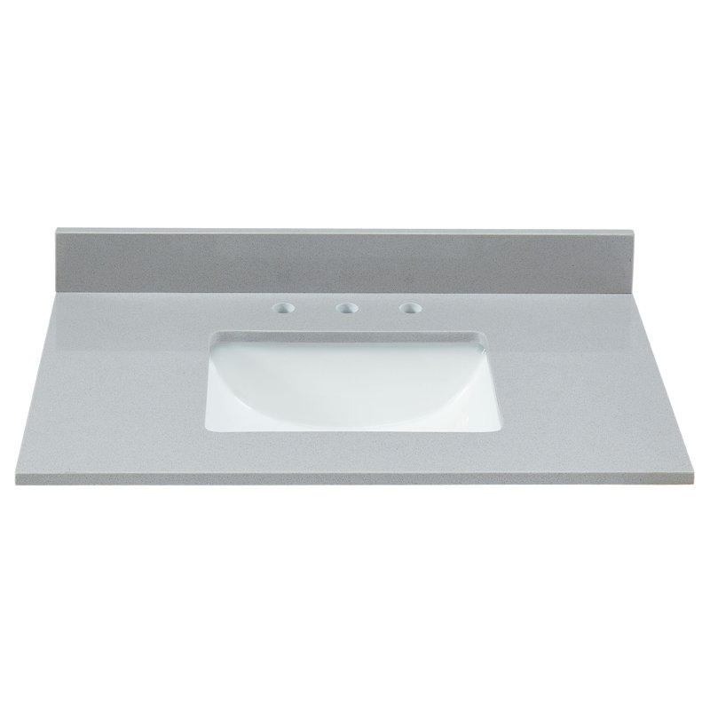 31'' Soft Gray Engineered Marble Single Bathroom Vanity Top with Sink, Mountain Gray
