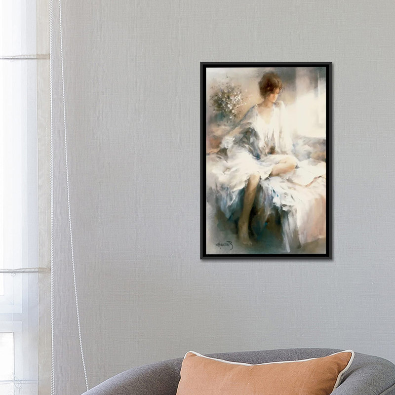 « méditation », reproduction sur toile, Toile avec cadre noir, Blanc, H 24 po x l 16 po x P 1 po