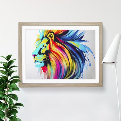 Vibrant Lion Abstract - Framed Print