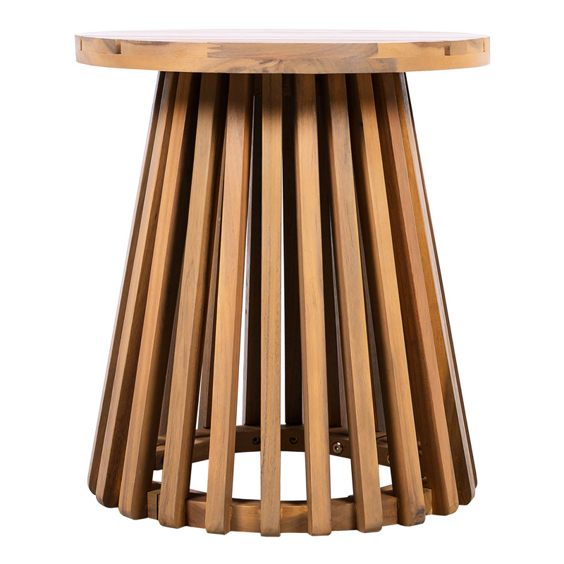 - Finished Wood Round Coffee Table For Outdoor Patio And Balcony Practical Function, Easy To Maintain Side In Wood, Ideal Garden Stable Structure, 17.73 Inch Height