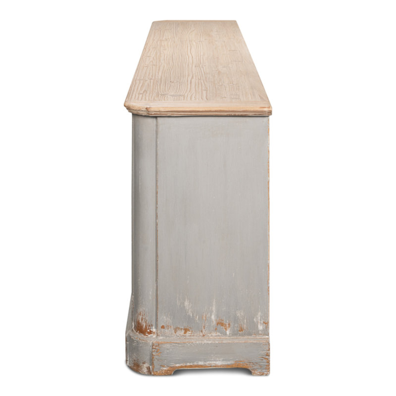 119'' W Solid Wood Sideboard, Antique Swedish Gray
