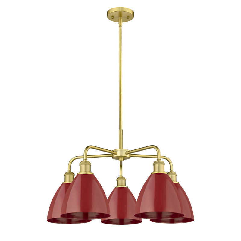 Lustre en dôme à 5 lumières Trickett, Rouge, Or satiné