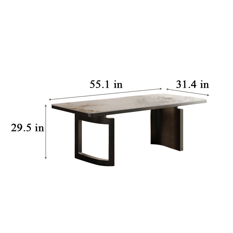Adalinda Metal Base Dining Table, 29.5"H x 55.1"L x 31.4"W