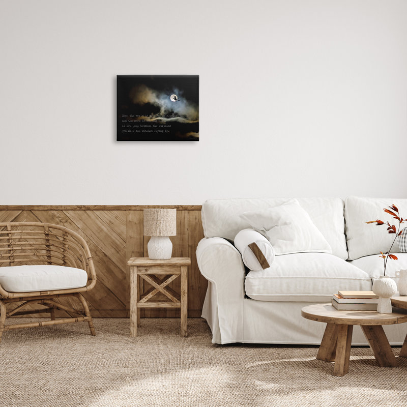 «Witch Flying By Moon», art mural sur toile par Susan Ball, H 16 po x l 20 po x P 1,5 po