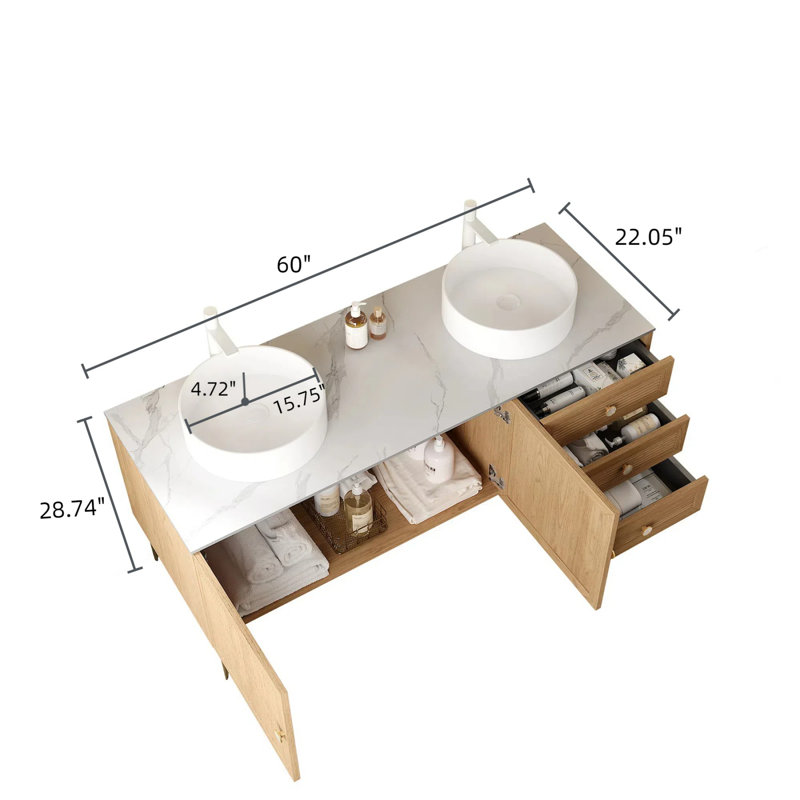 60" Bathroom Vanity with 2 Sinks