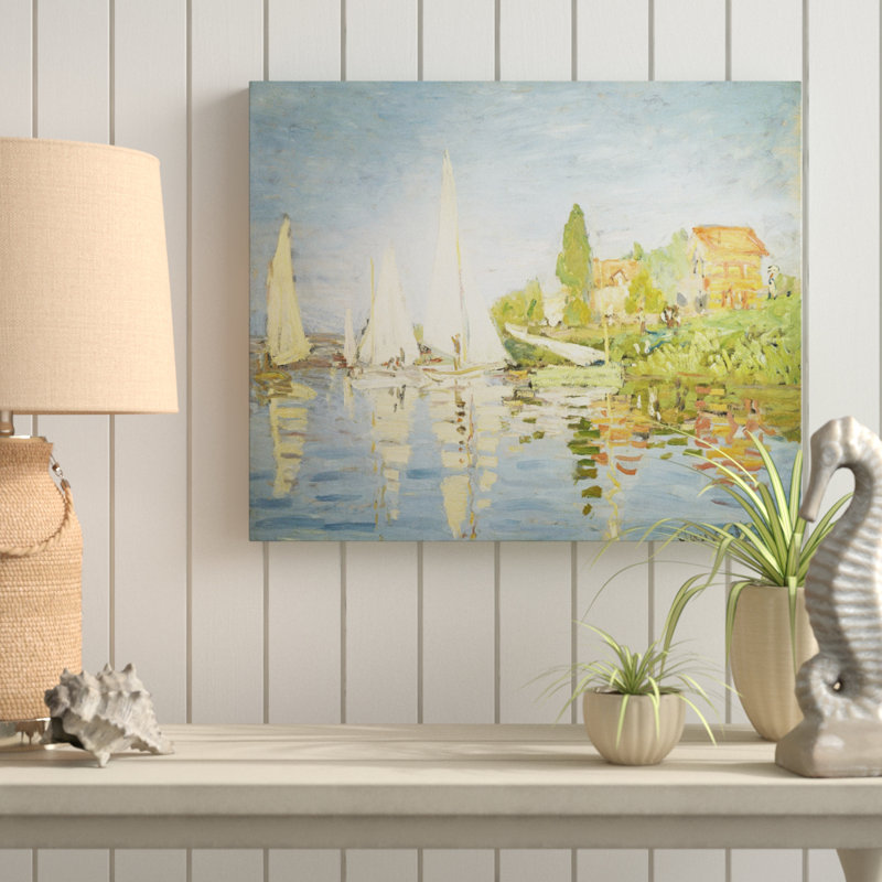 «Regatta at Argenteuil» par Claude Monet, reproduction de peinture à l'huile, H 32 po x l 48 po x P 1,5 po, Toile tendue