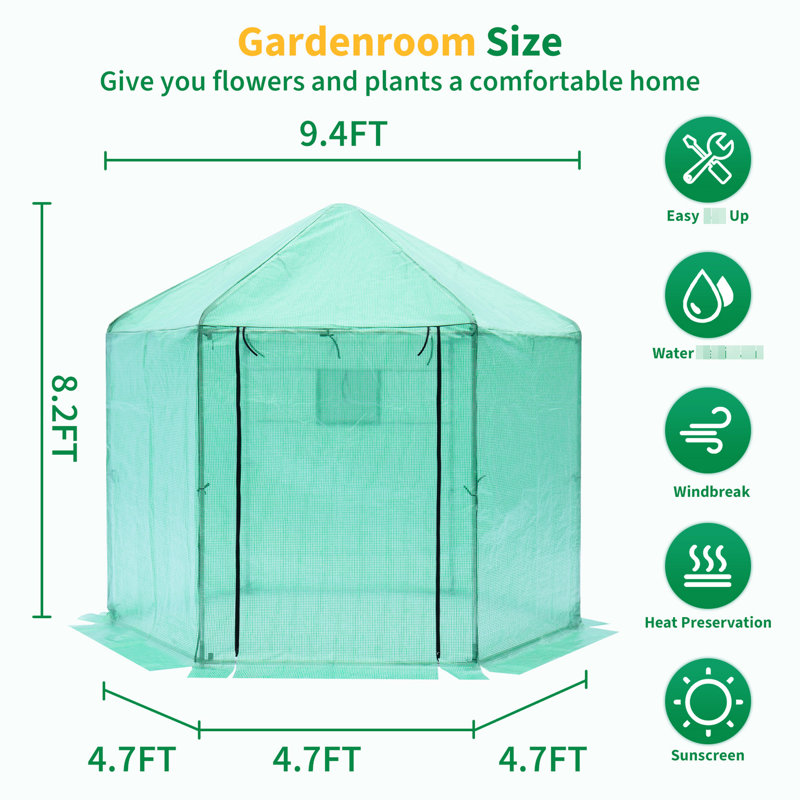 Serre d'extérieur Garden, structure renforcée, imperméable, tissu écossais en PE de 180 g de hauteur 7,5 pi