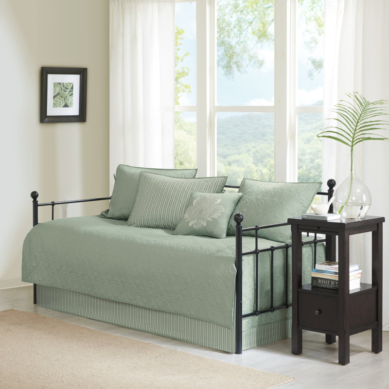 Seafoam Blue Floral Reversible Daybed Cover Set