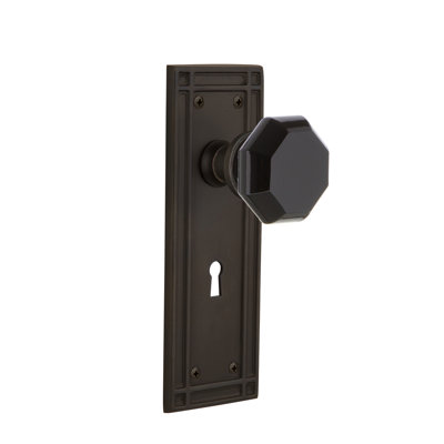 Assiette Mission avec trou de serrure décoratif et bouton de porte noir Waldorf