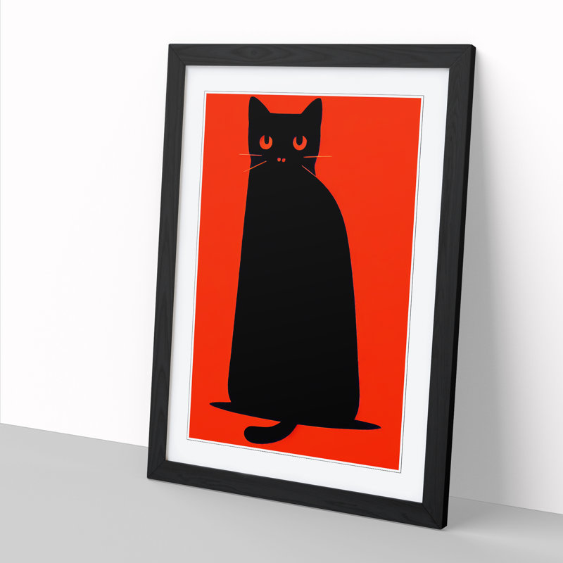 Cat Minimalism Vol.1 - Picture Frame Print, 34cm H x 25cm W x 2cm D, Oak Framed