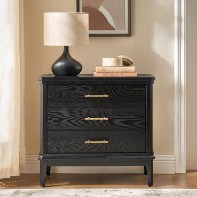  Fay Transitional 26"Tall 3-Drawer End Table with Built-in Charging Station and Simple Assembly