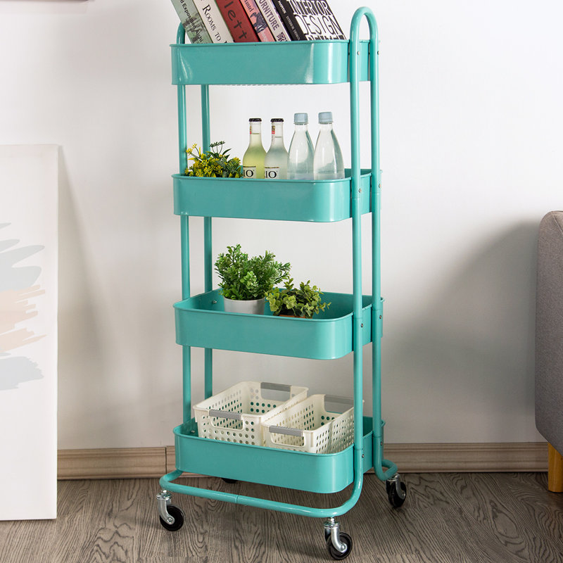 42.9'' H x 17.7'' W Utility Cart with Wheels, Blue