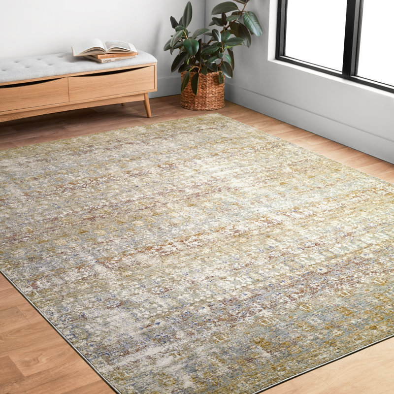 Tapis multicolore à motif floral Efigénia, Rond 7 pi 10 po