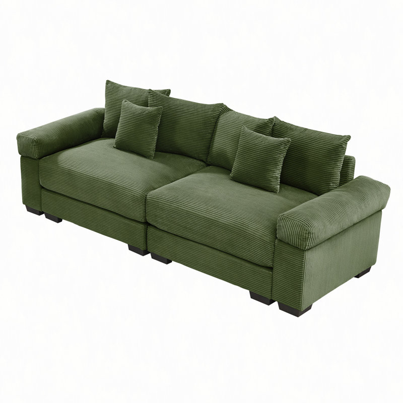 Coussin modulaire surdimensionné de 92 po avec accoudoirs extra larges en velours côtelé modulaire Cloud