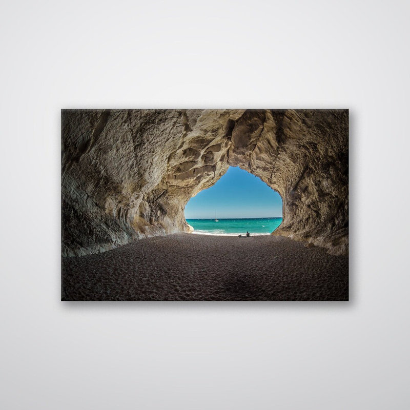 Impression sur toile plage grotte - côtière mer grotte - océan paysage toile affiche - formation de formation rocheuse de bord de mer - Nature Beach Decor - voyage panoramique suspendu - impression de décoration de bord de mer moderne