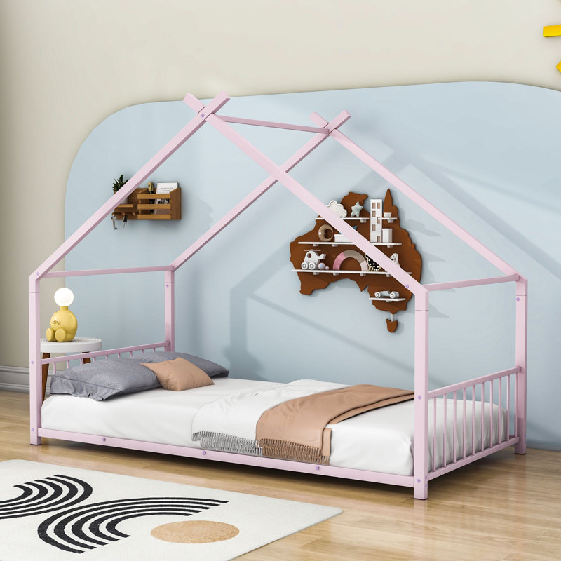 Lit plateforme en métal Scheinman, Rose