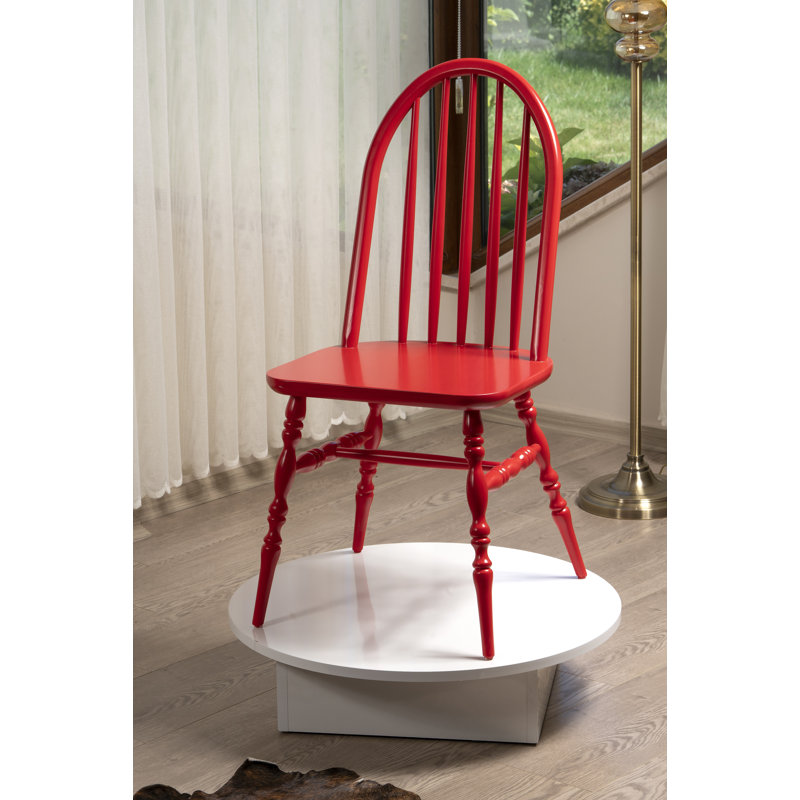 Chaise d'appoint en bois massif Demetiral, Rouge