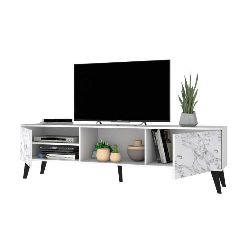 Doyers TV Stand for TVs up to 75", White/Marble