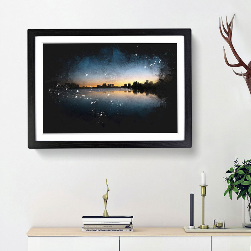 Cambridge Massachusetts Skyline - Framed Print, 24cm H x 33cm W x 2cm D, Black Framed