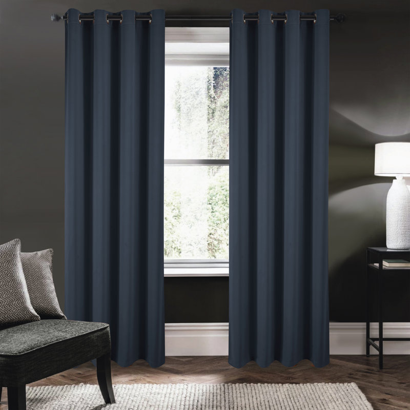 Fitnat 100% Blackout Window Curtain Panel, 52" W x 95" L, Blue