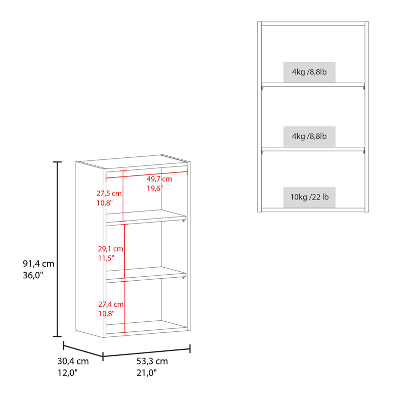 36" High Wall Cabinet In White, With Ample Space For Home Storage Open Bedroom And Display, White