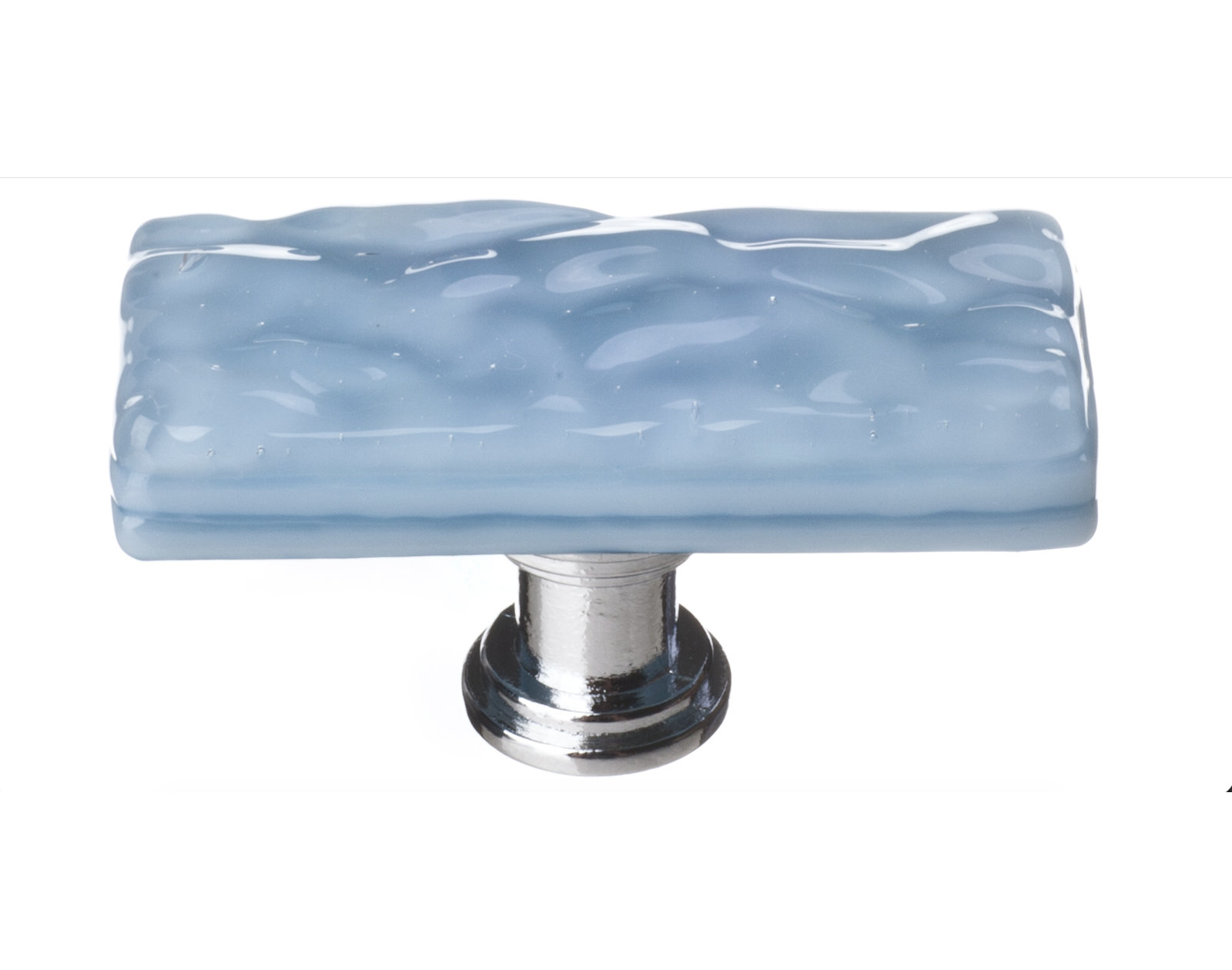Glacier Skinny Rectangular Cabinet Knob, Polished Chrome, Powder Blue