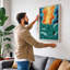 Figure Facing Fire Modern - Wrapped Canvas-715763801-715763806