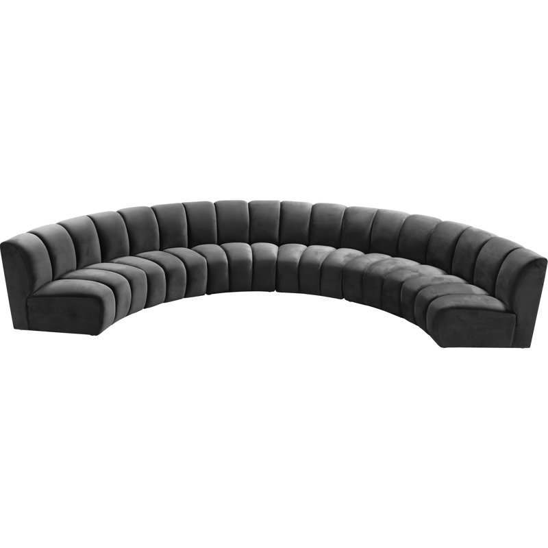 Canapé modulaire en velours Infinity, 6 pièces, Velours gris