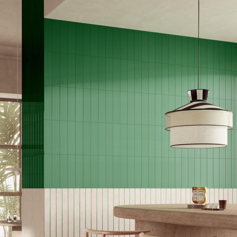 Carreau de mur italien cannelé 3D Superclassica Pli 4 po x 16 po, Vert verde