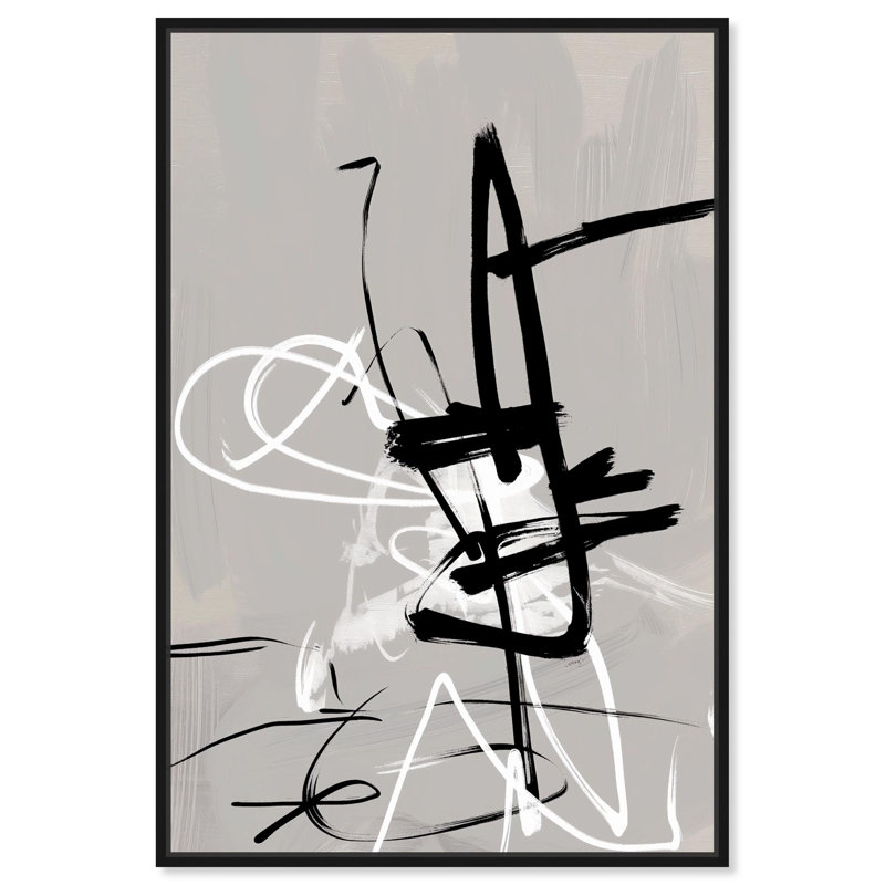 «Graphite Entwine Canvas Minimalist Abstract» par Hokku Designs, Cadre noir, H 16 po x l 11 po