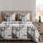 Ensemble de courtepointe réversible en coton noir et blanc 3 pièces Western Farmhouse-70957922