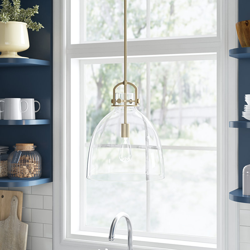 Borgen 1 - Light Single Pendant, Led, 17" H x 14" W x 14" D, Brushed Brass