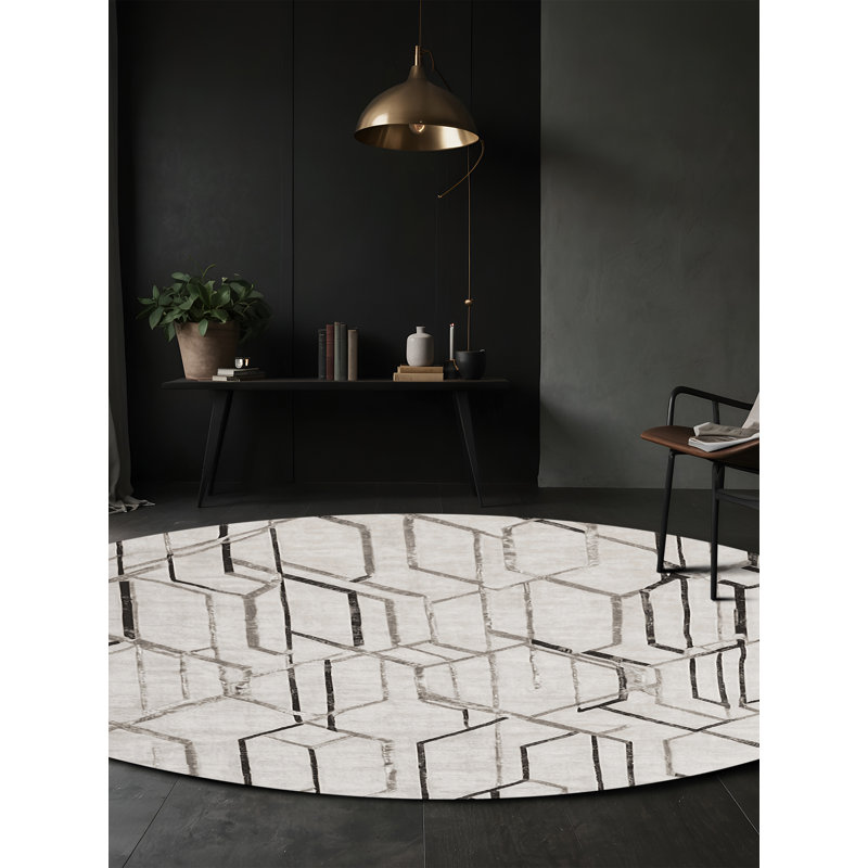 Tapis gris soyeux et moelleux, Rectangle 7 pi x 10 pi