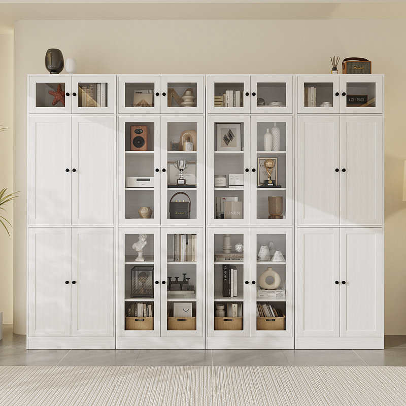 86.7'' H X 94.48'' W Book Cabinet Storage Bookcase Set