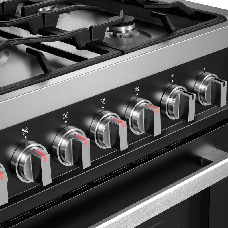 Cosmo 36 In. Nebula Collection 3.8 Cu. Ft. Gas Range, 5 Burners, Rapid Convection Oven, Cast Iron Grates In Matte Black