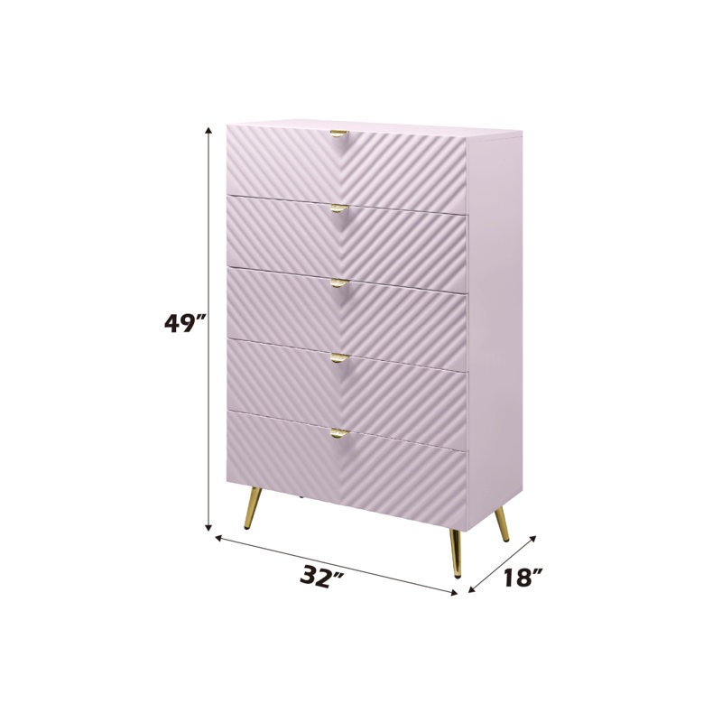 Commode haute brillance, commode rose