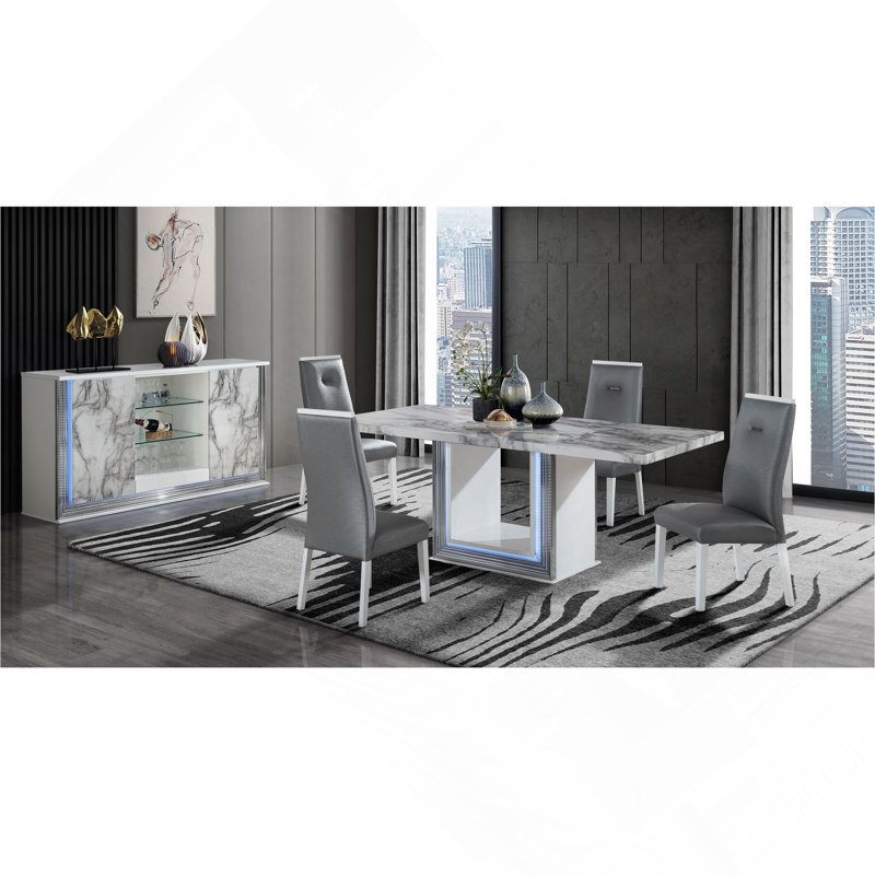 Buffet Moon White Marble