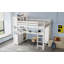 Lit mezzanine en bois avec armoire et bibliothèque, grand lit mezzanine avec garde-robe et bureau pour enfants, blanc