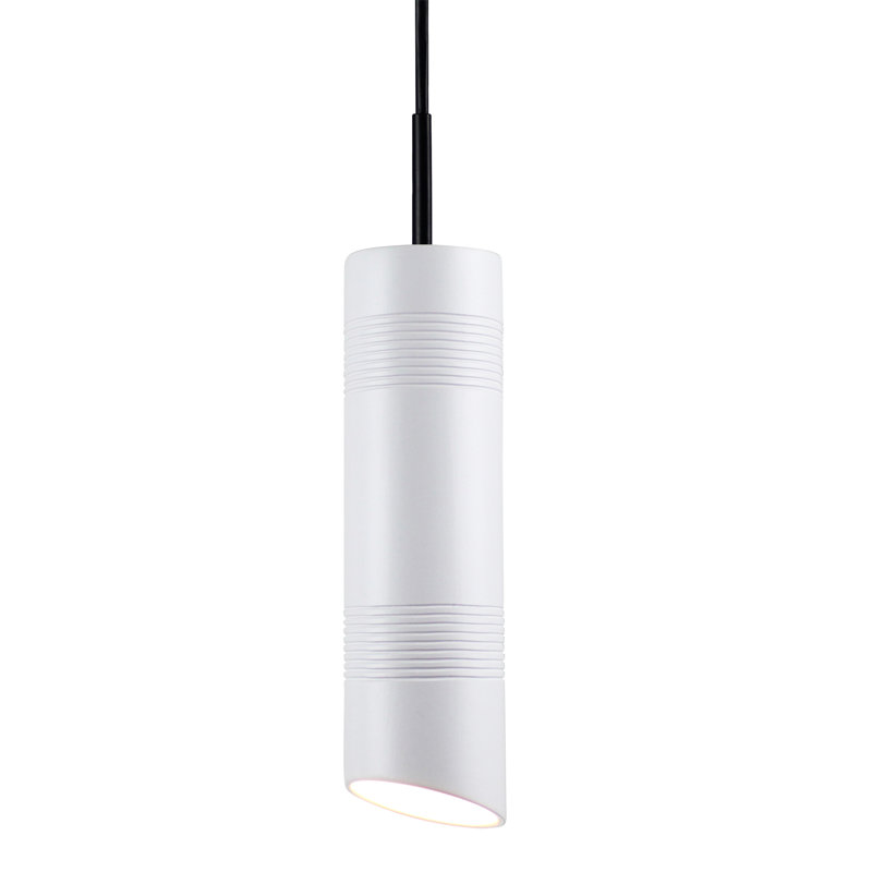Luminaire suspendu à cylindre simple 1 lumière del shih Berwick, Blanc satiné