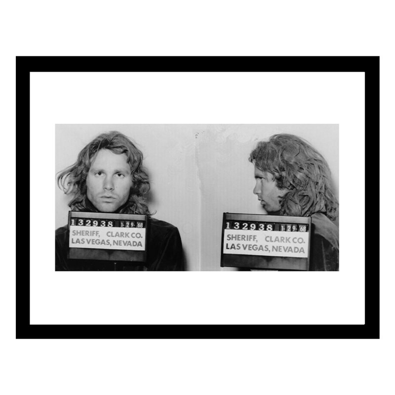 Jim Morrison, photos de Mugshot de 1968 - reproduction encadrée 14 x 18