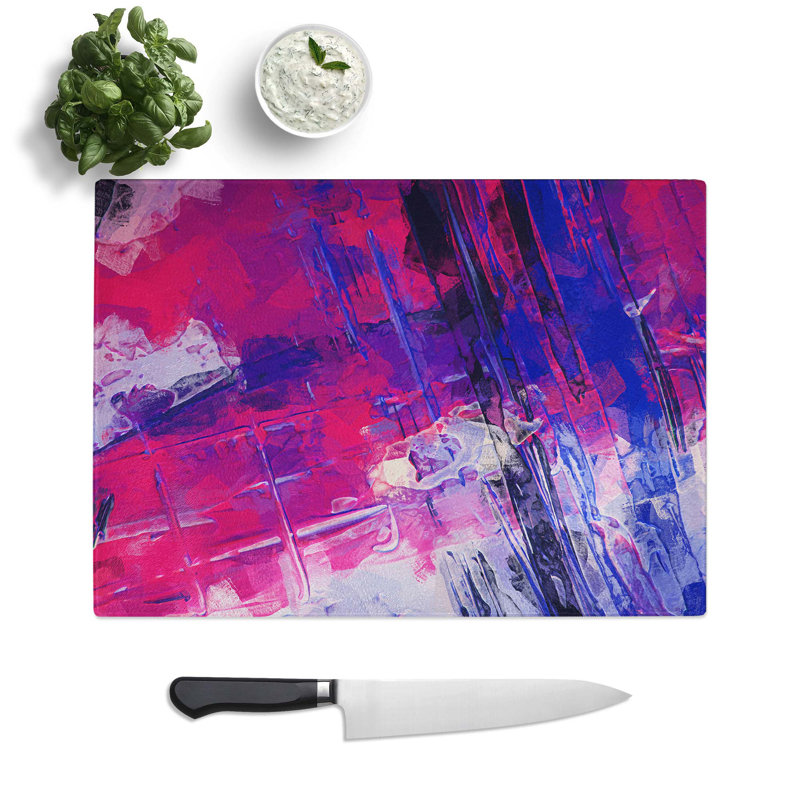 Tempered Glass Smooth the Path Chopping Board, 39 cm W x 28.5 cm L
