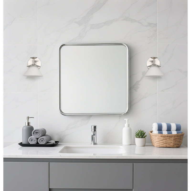 Luminaire pour meuble-lavabo à 1 lumière en nickel brossé et nickel poli avec verre opale gravé 1 lumière Tekamah