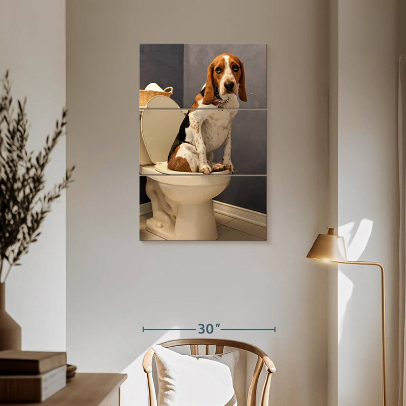 Ketti Hound Toilet Time, 57" H x 36" W