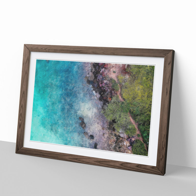 Ko Lan in Thailand - Picture Frame Painting, 27cm H x 36cm W x 2cm D, Walnut Framed