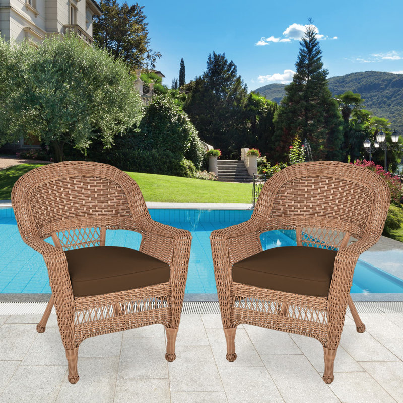Chaise de patio avec coussins Burrowes, Miel, Brun