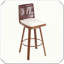 Ensemble de 2 tabourets de bar rembourrés avec structure en métal, finition noyer, pratique, durable et compact