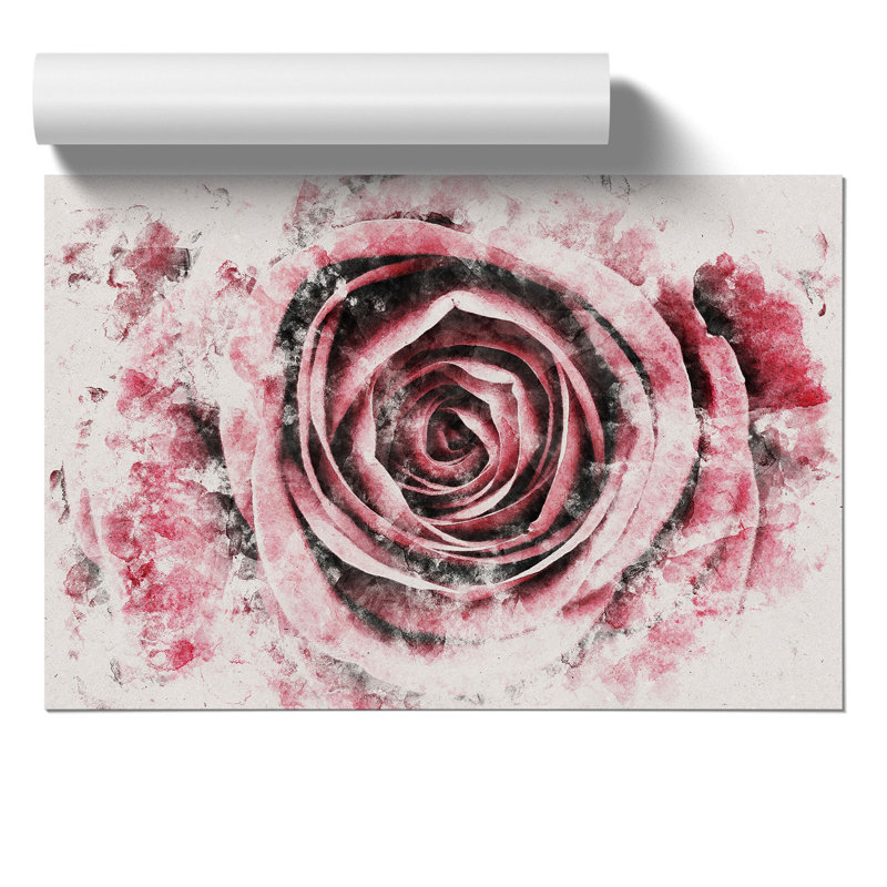 Pink Rose Flower Watercolour - Frameless Print, 21cm H x 30cm W x 0.1cm D