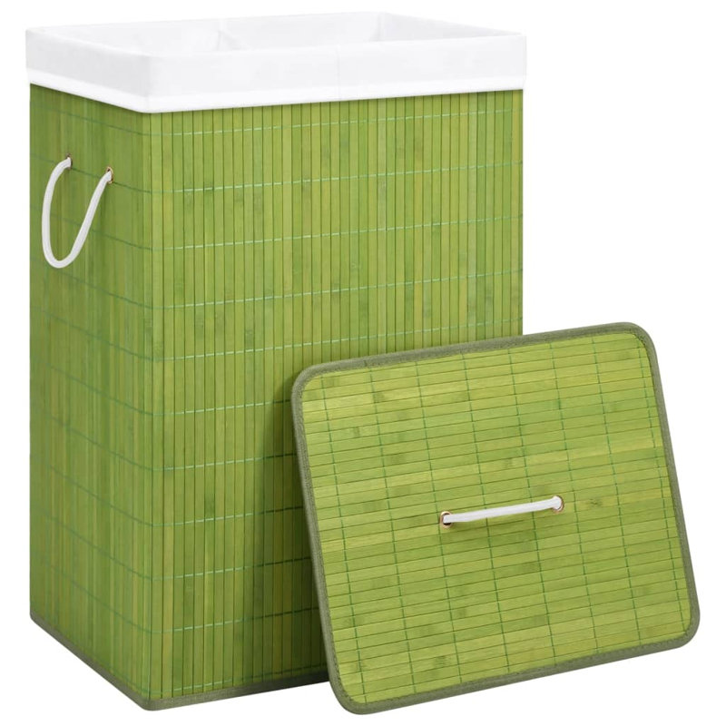 Bamboo Laundry Basket, Small (60 cm x 40 cm x 30 cm), White